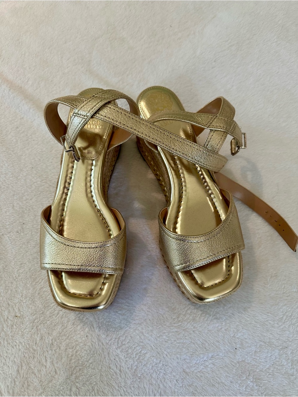 Vince Camuto - size 9.5 - gold Lila wedge - worn once
